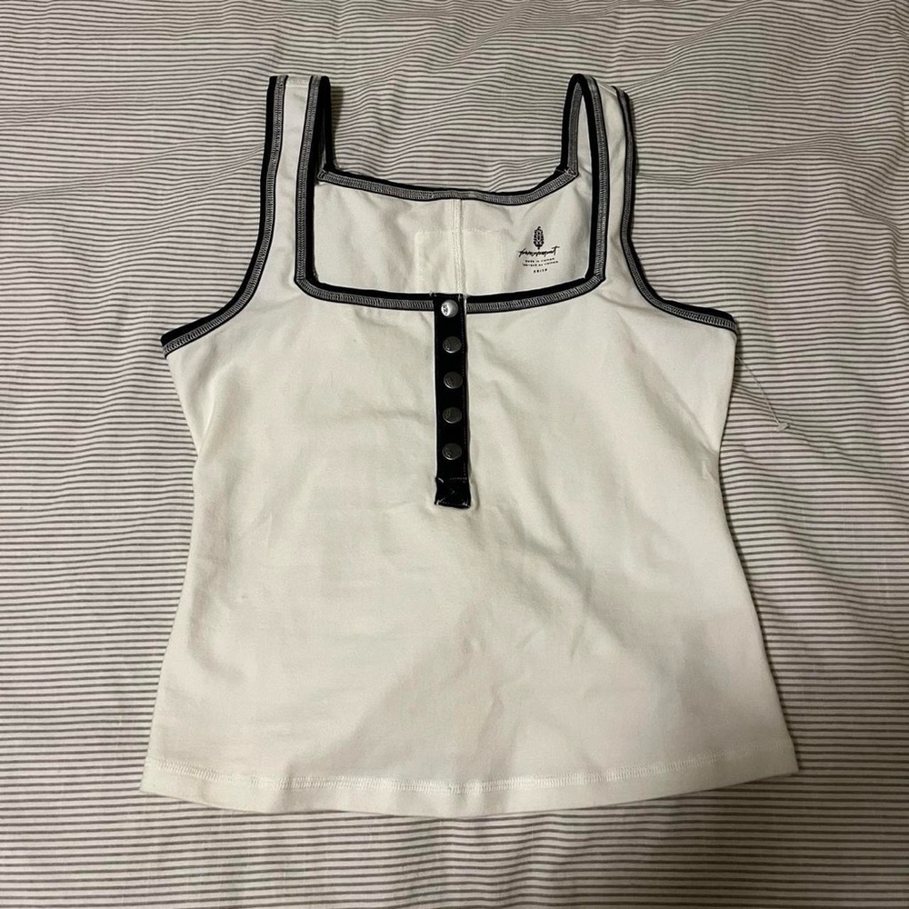 Women's White Tank Top with Black Trim